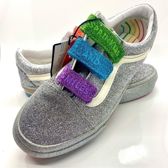 VANS FLOUR SHOP Amirah Kassem Old Skool Rainbow Glitter Sneakers 6 - Picture 1 of 12